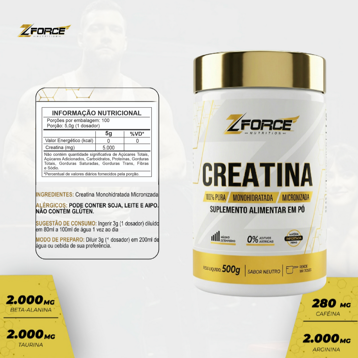 CREATINA MONOHIDRATADA 100% – 500G