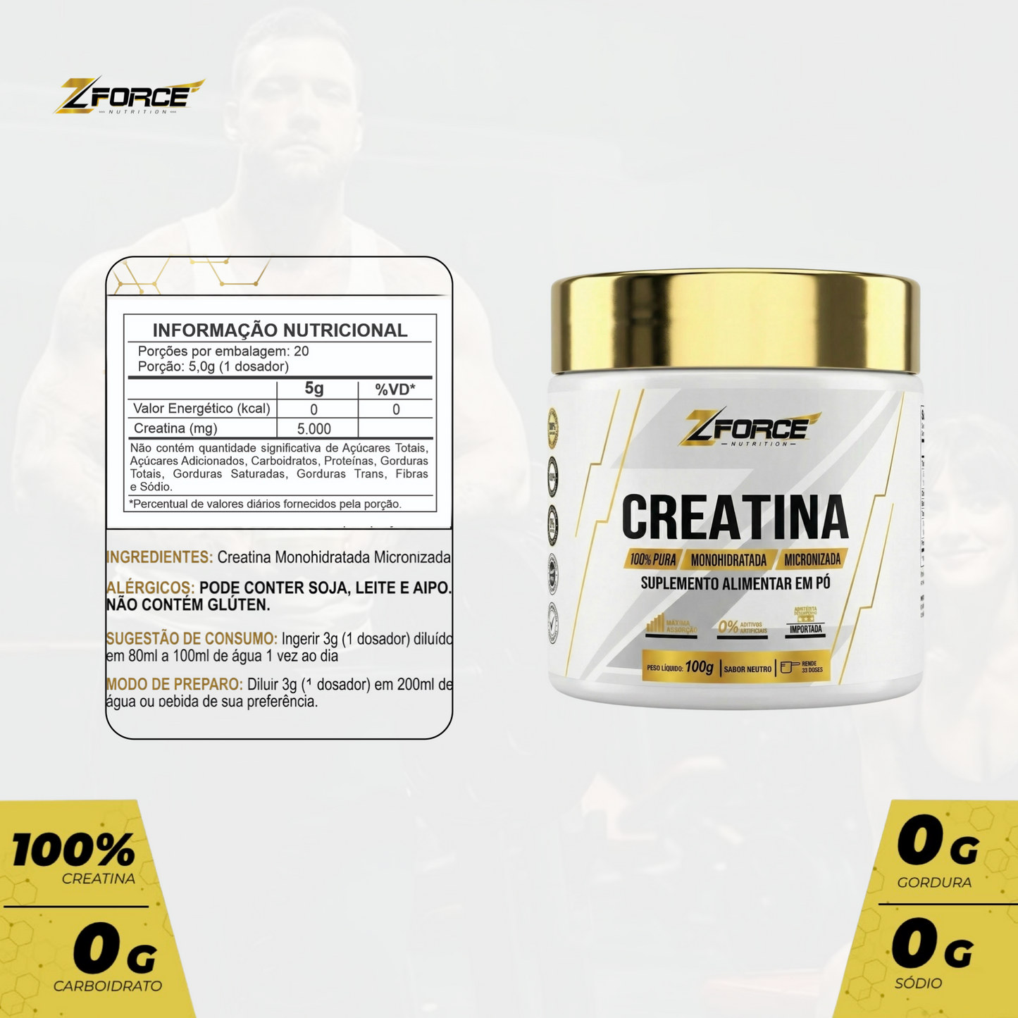 CREATINA MONOHIDRATADA 100% – 100G